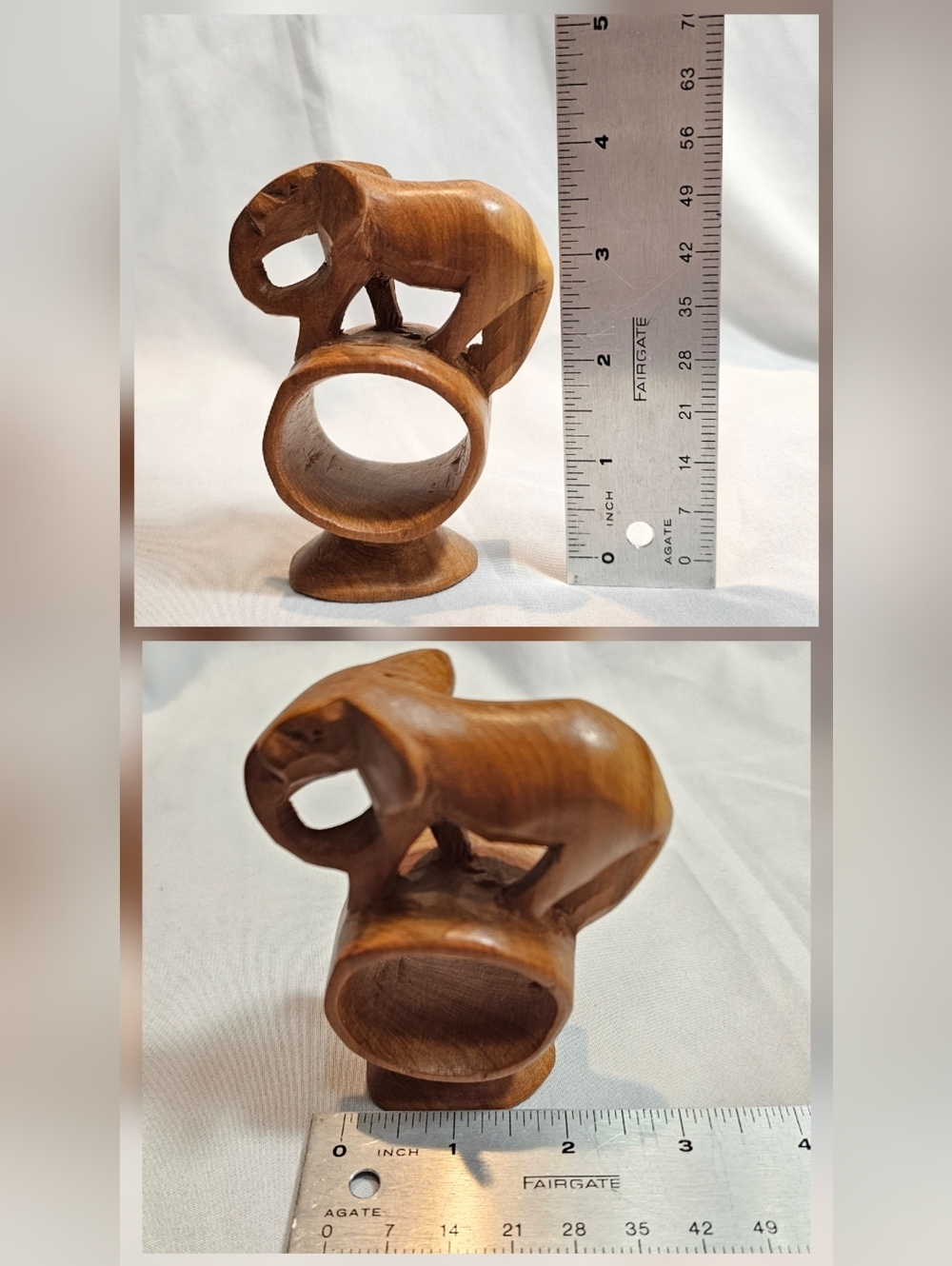 8 Handcarved Wooden Safari Animal Napkin Ring Holders - Picture 9 of 10